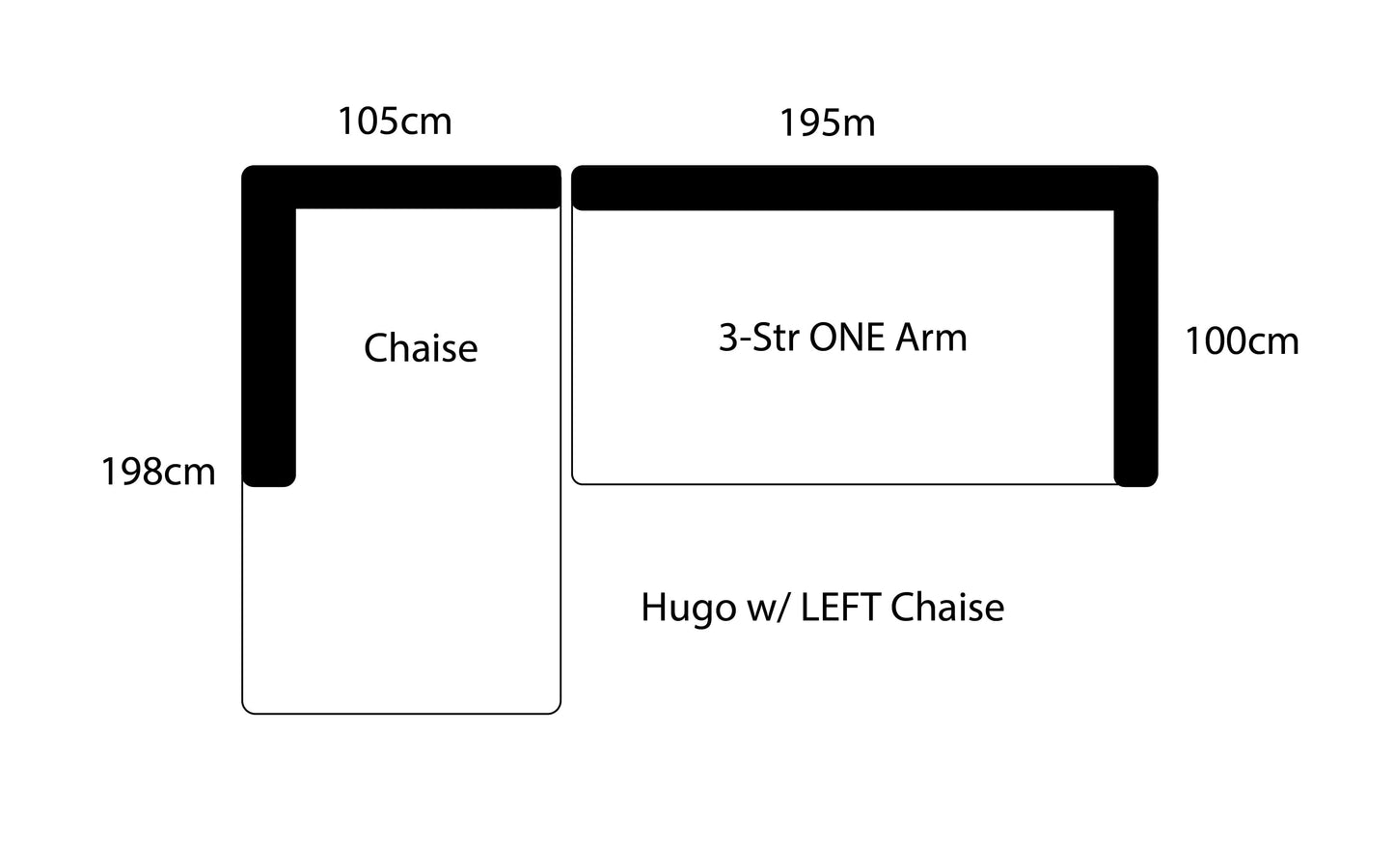 Hugo Sectional Sofa L Shape with Chaise