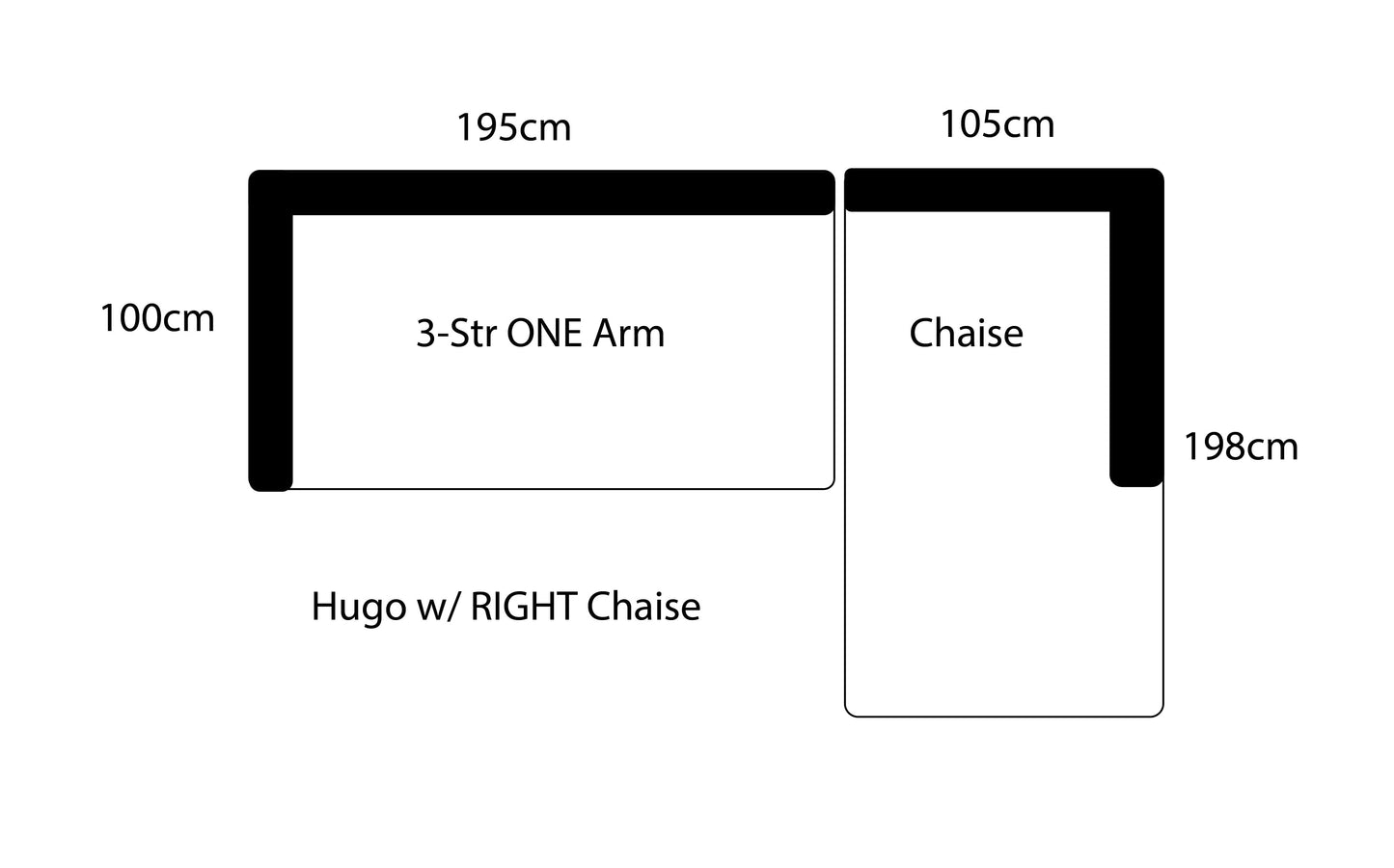 Hugo Sectional Sofa L Shape with Chaise