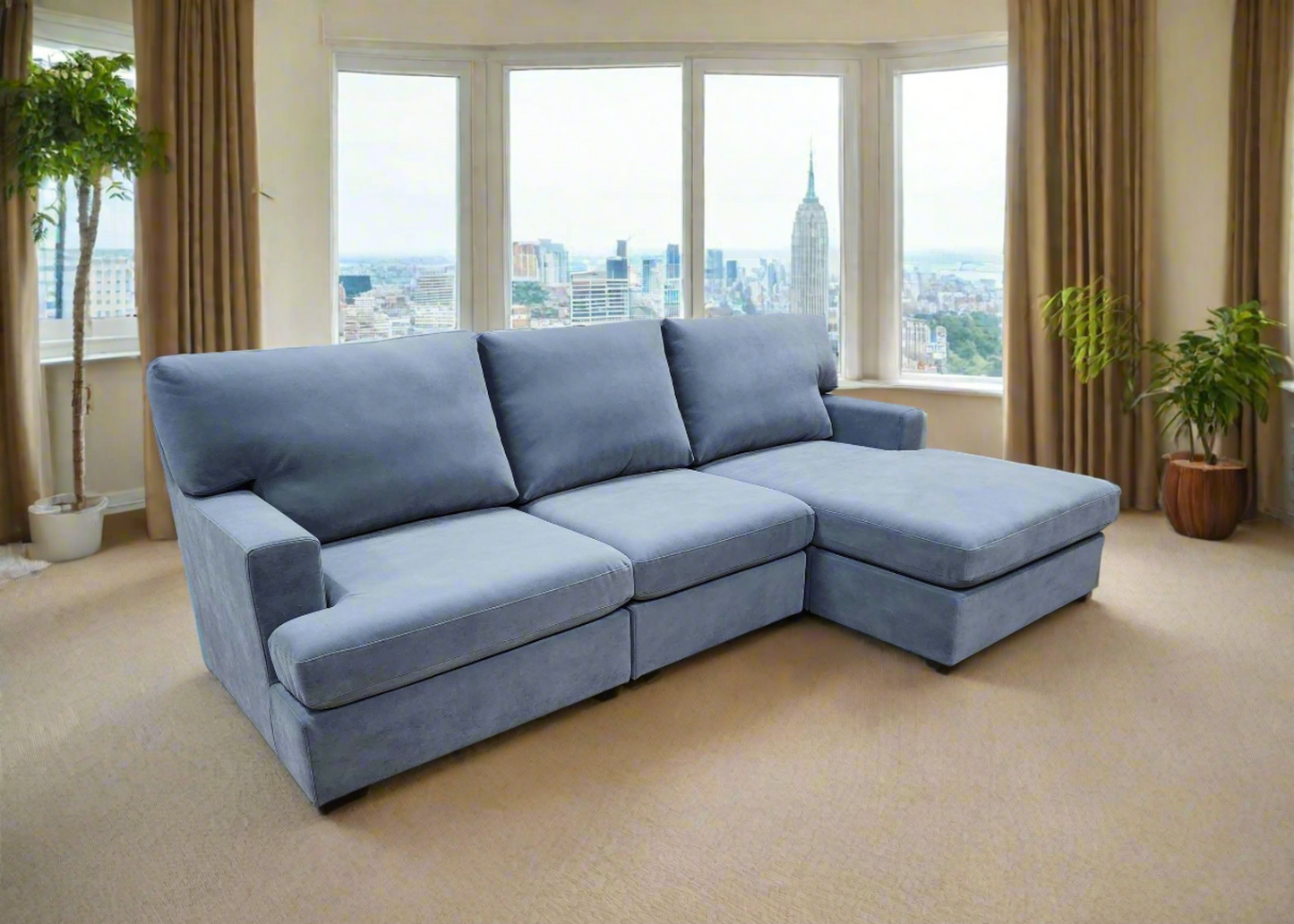 Louise Sectional Sofa L with Chaise or Ottoman