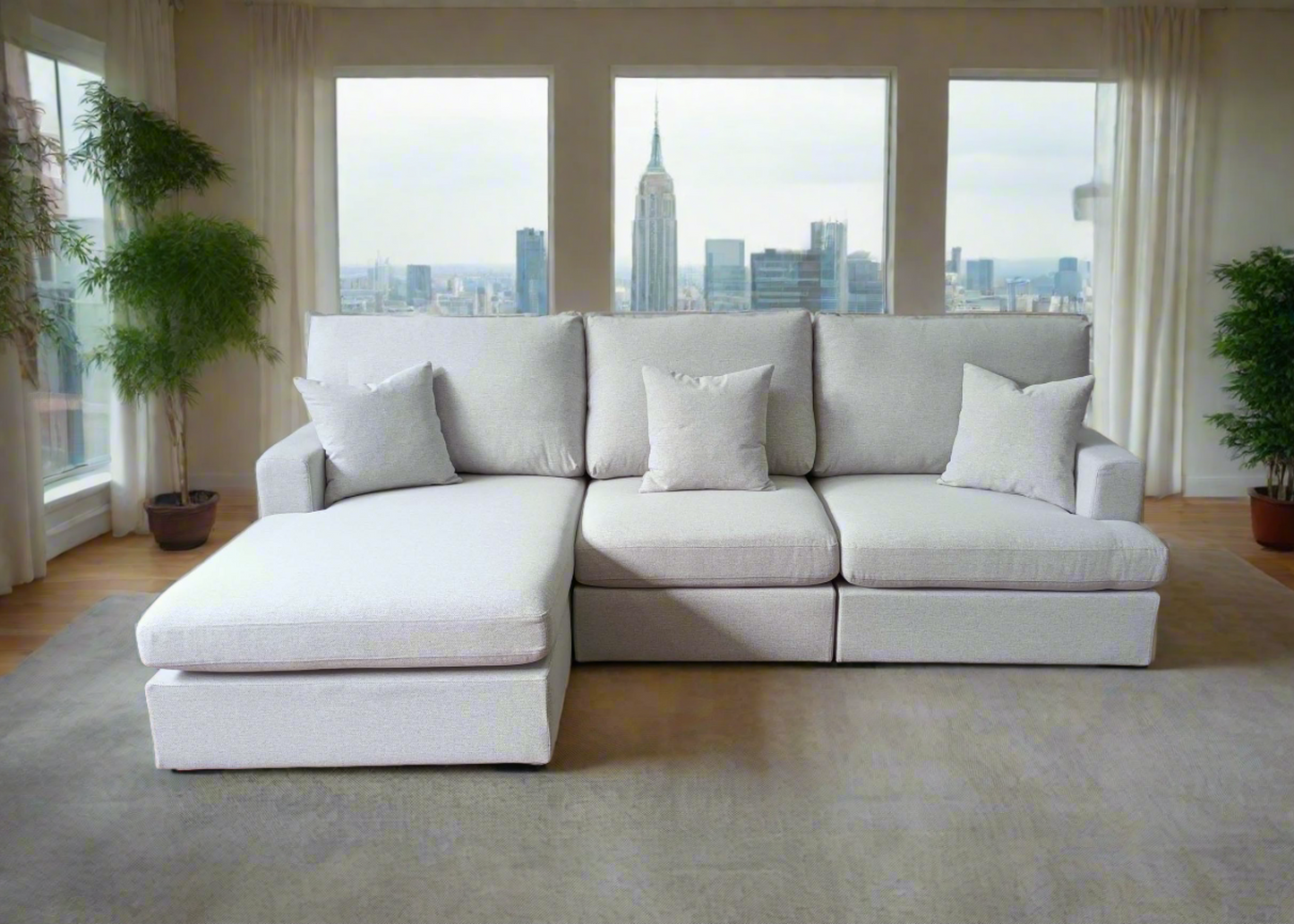 Louise Sectional Sofa L with Chaise or Ottoman