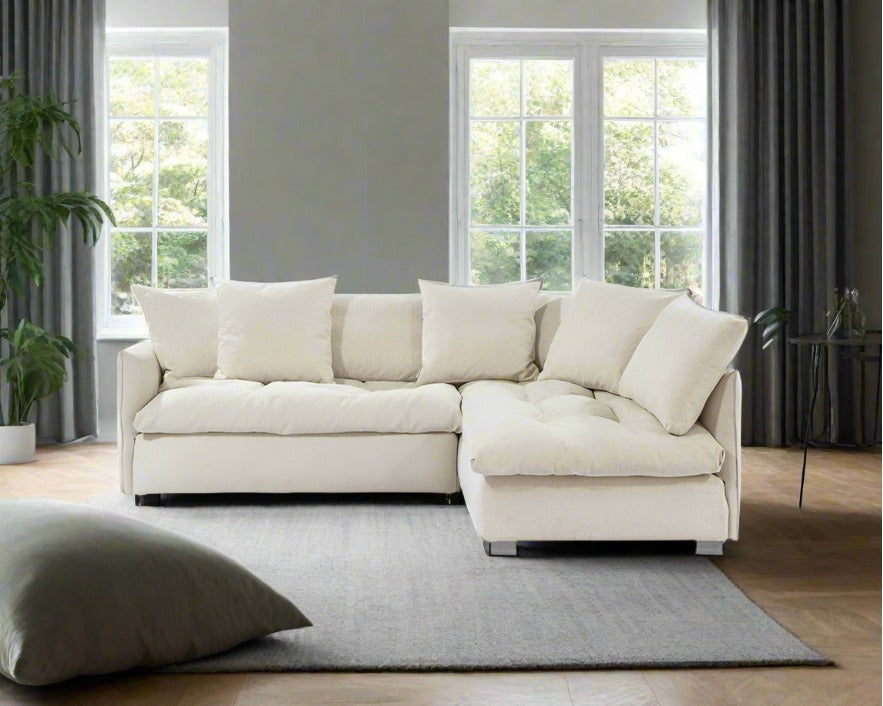 Monet On-Cloud Sectional Sofa L Shape Cozy Natural Tones (Small & Medium)