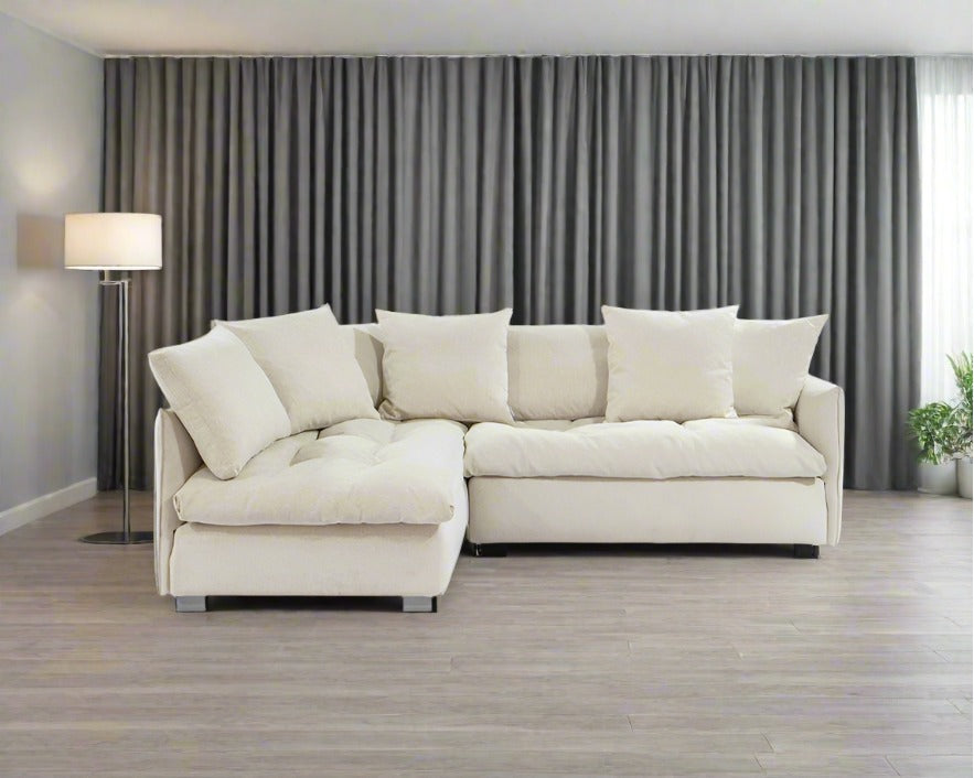 Monet On-Cloud Sectional Sofa L Shape Cozy Natural Tones (Small & Medium)