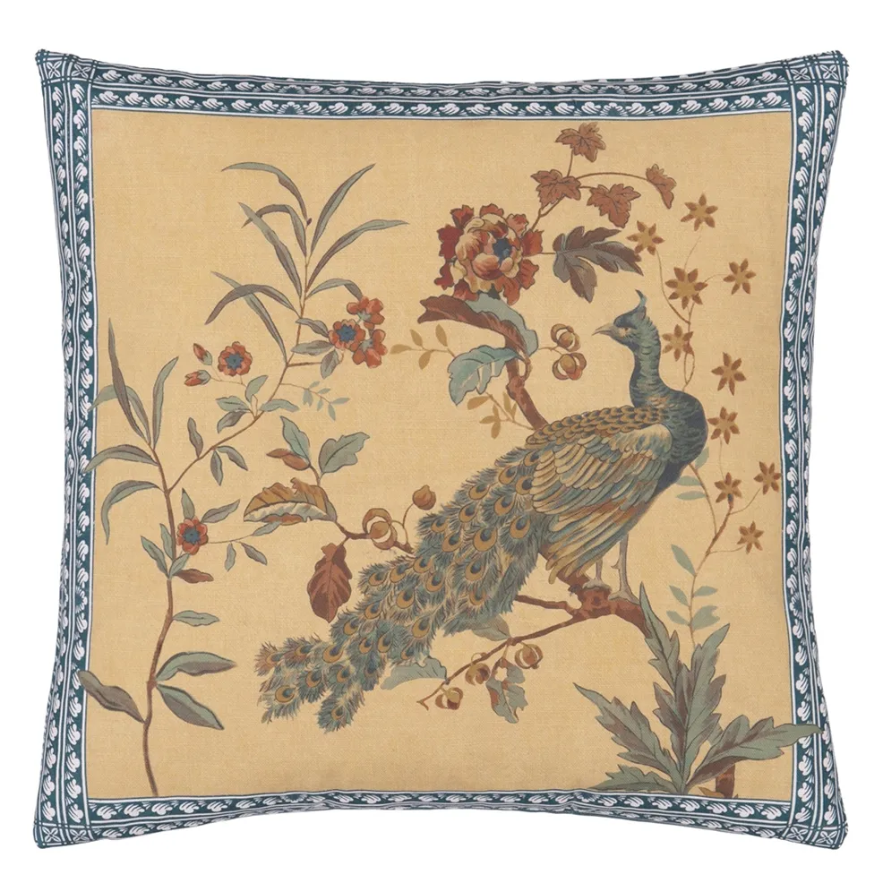 Cushion PEACOCK TOILE SEPIA by John Derian