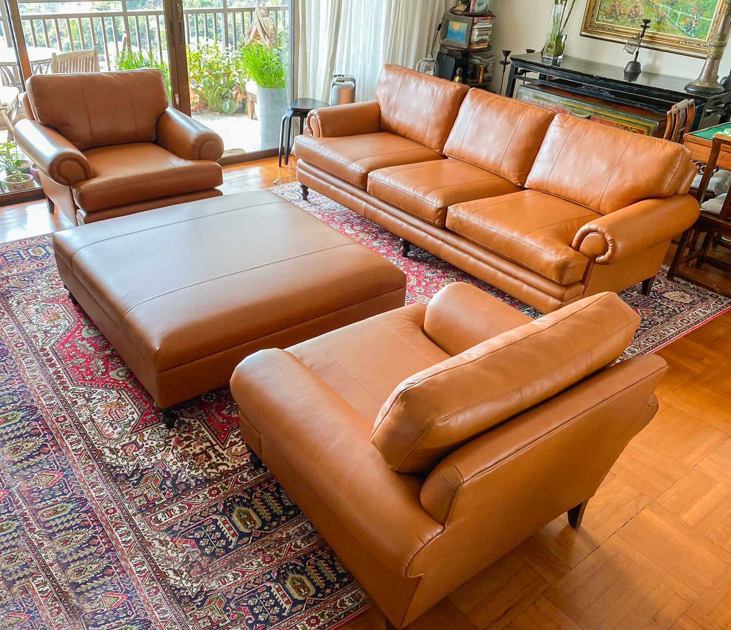Reupholstery Leather Ottoman