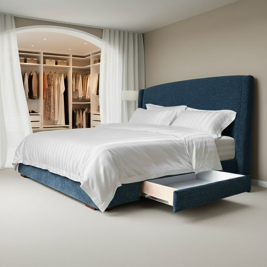 Georgetown Wingback Bed with Drawers Storage