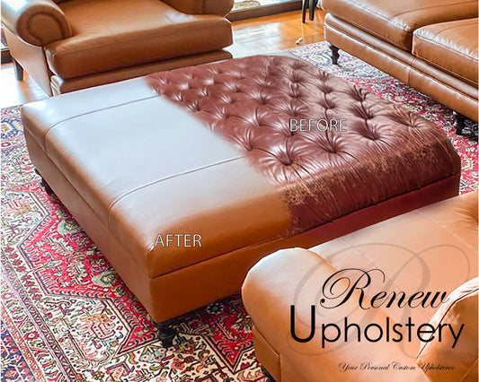 Reupholstery Leather Ottoman